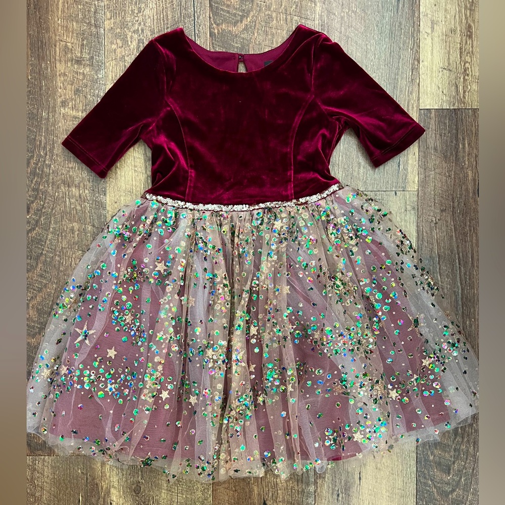 Zunie Kids' Glitter Skirt Velvet Dress